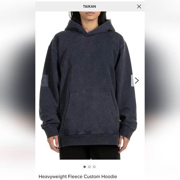 NWT TAIKAN Heavyweight Fleece Custom Pullover Hoodie Navy Acid - Picture 2 of 4